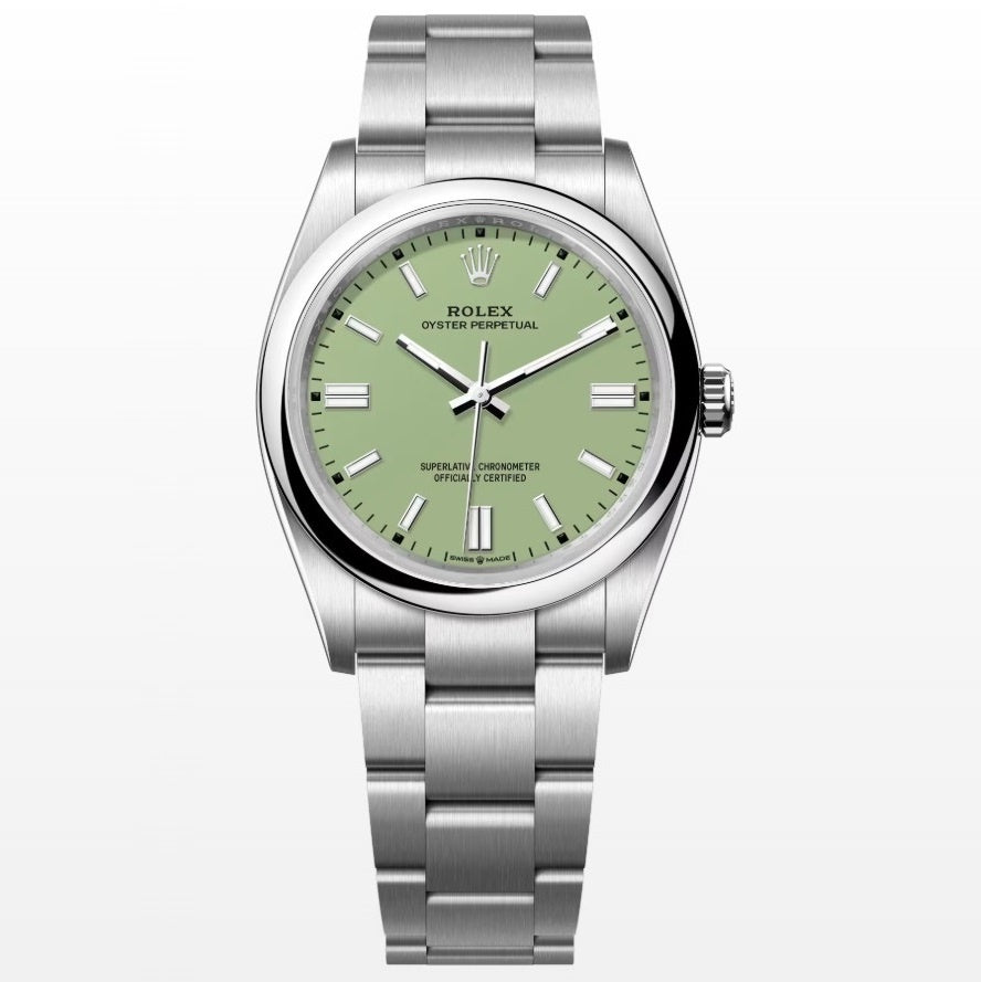 Brand New Rolex Oyster Perpetual Pistachio Dial 126000-0011 (Full Set)