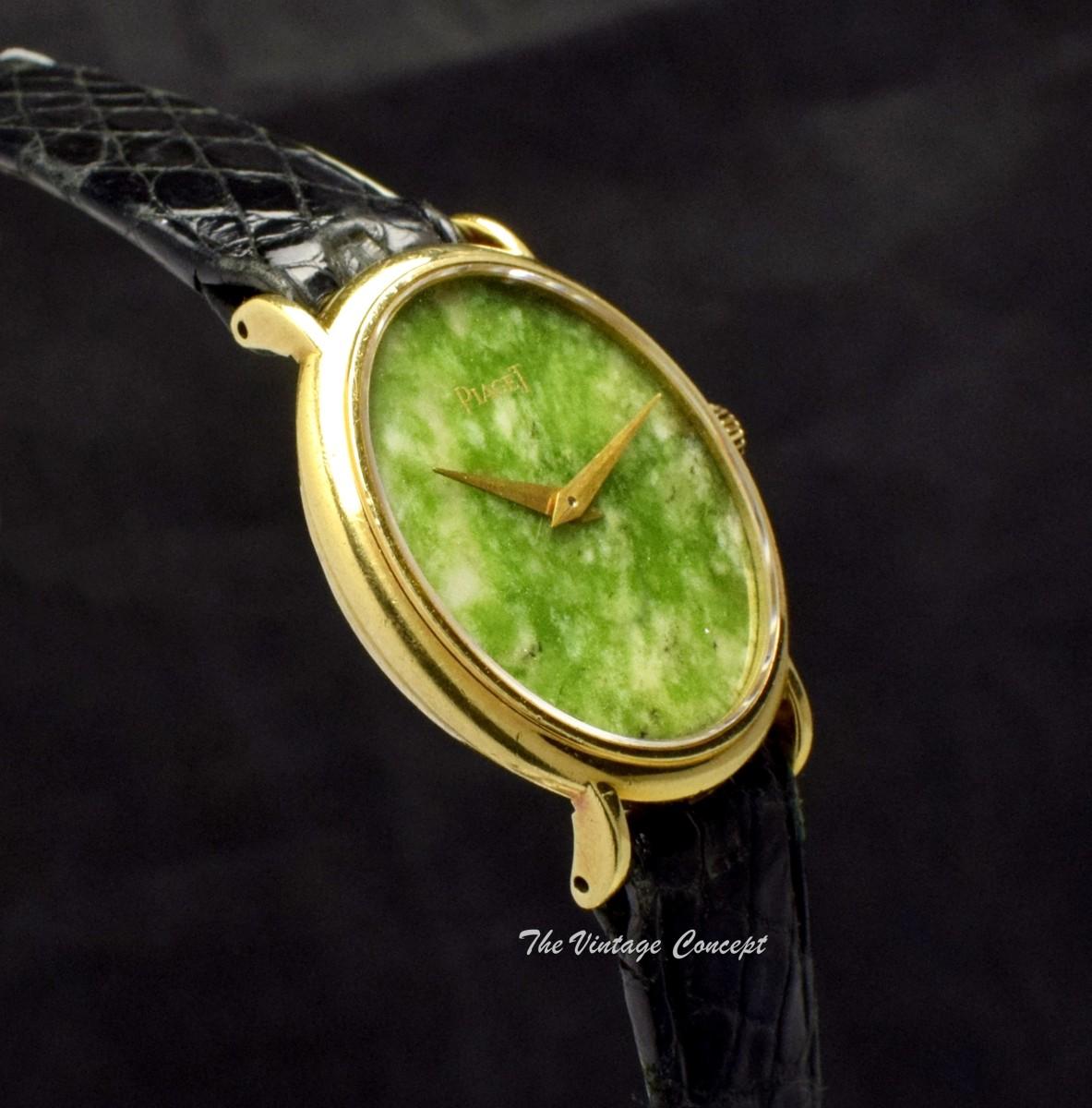 Piaget 18K Yellow Gold Oval Lady Jade Dial 9822 Manual Wind Watch (SOLD)