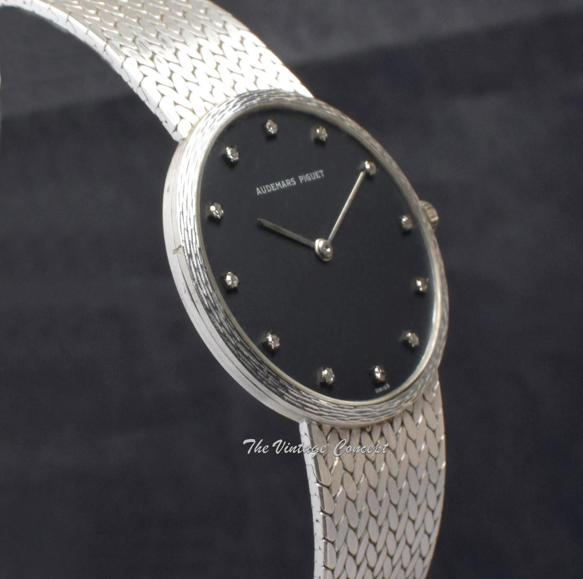 Audemars Piguet 18K WG Black Matte Dial with Diamond Indexes 95621 (SOLD)