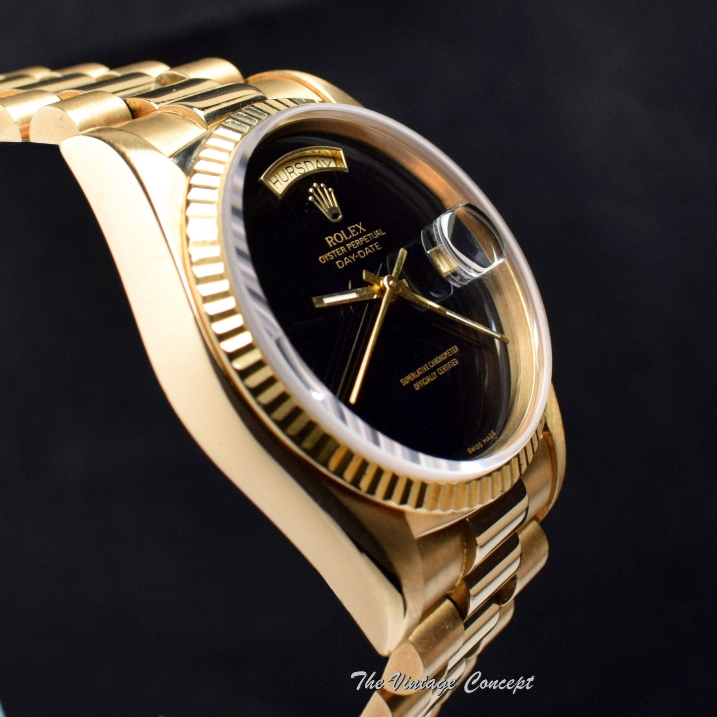 Rolex Day-Date 18K YG Onyx Dial 18038 (SOLD)