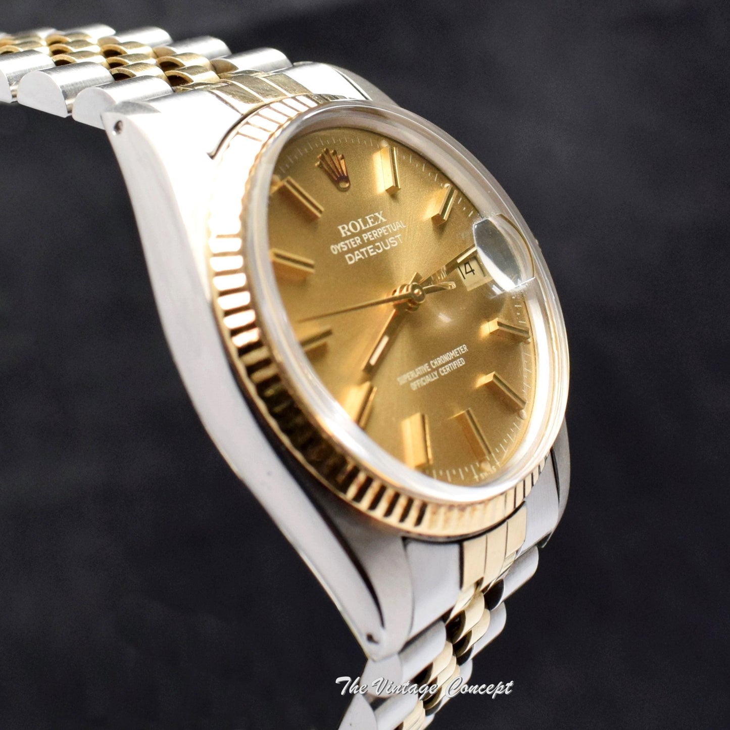 Rolex Datejust Yellow Gold & Steel Gold Champagne Dial 16013 w/ Original Papers (SOLD)