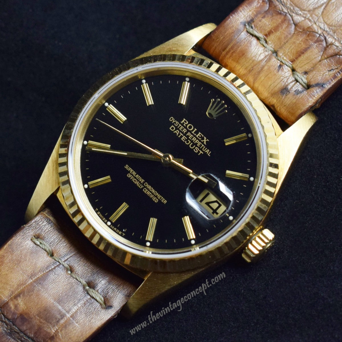 Rolex Datejust 18K YG Black Dial 16018 ( SOLD )