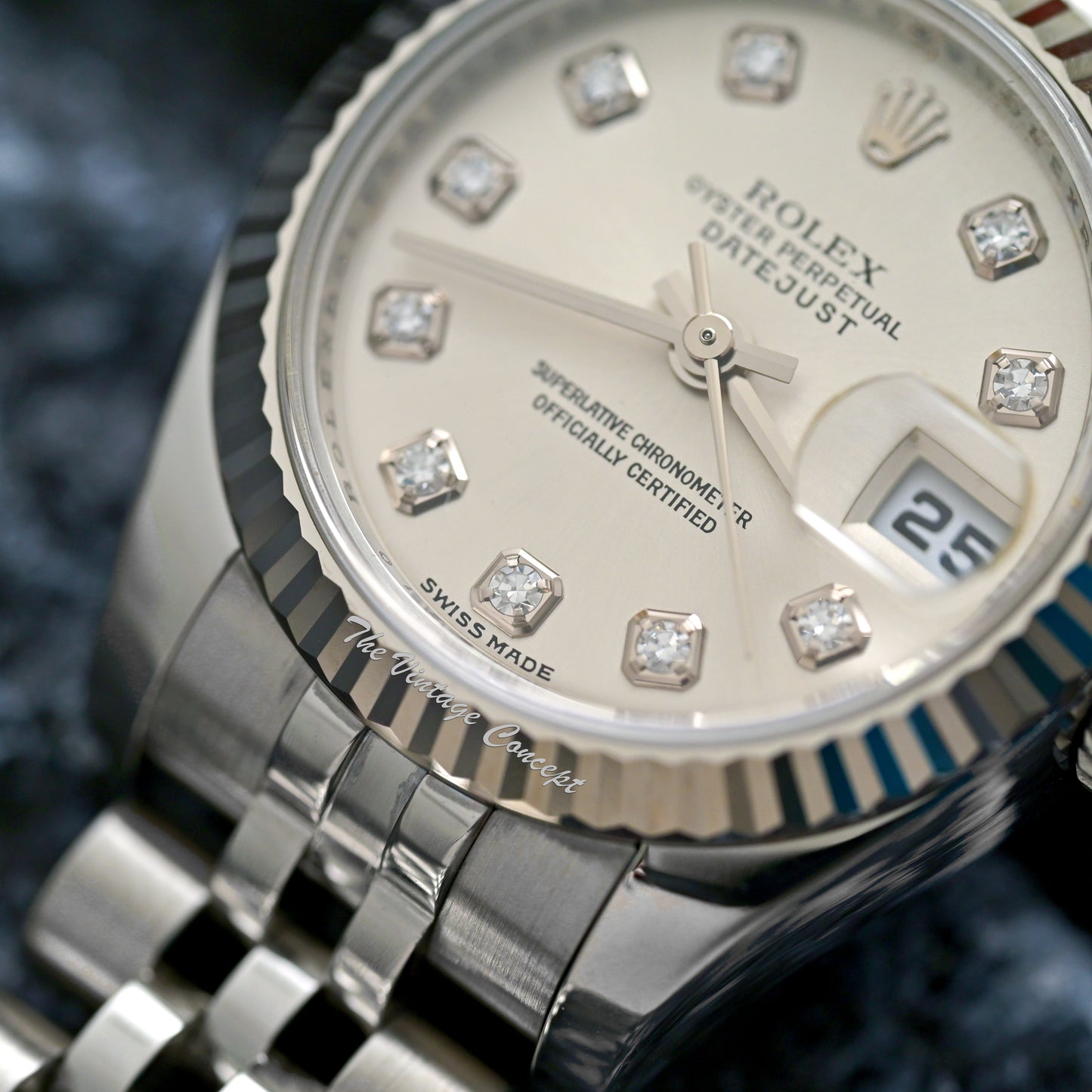 Rolex Lady Datejust Silver Dial Diamond Indexes 179174 (SOLD)