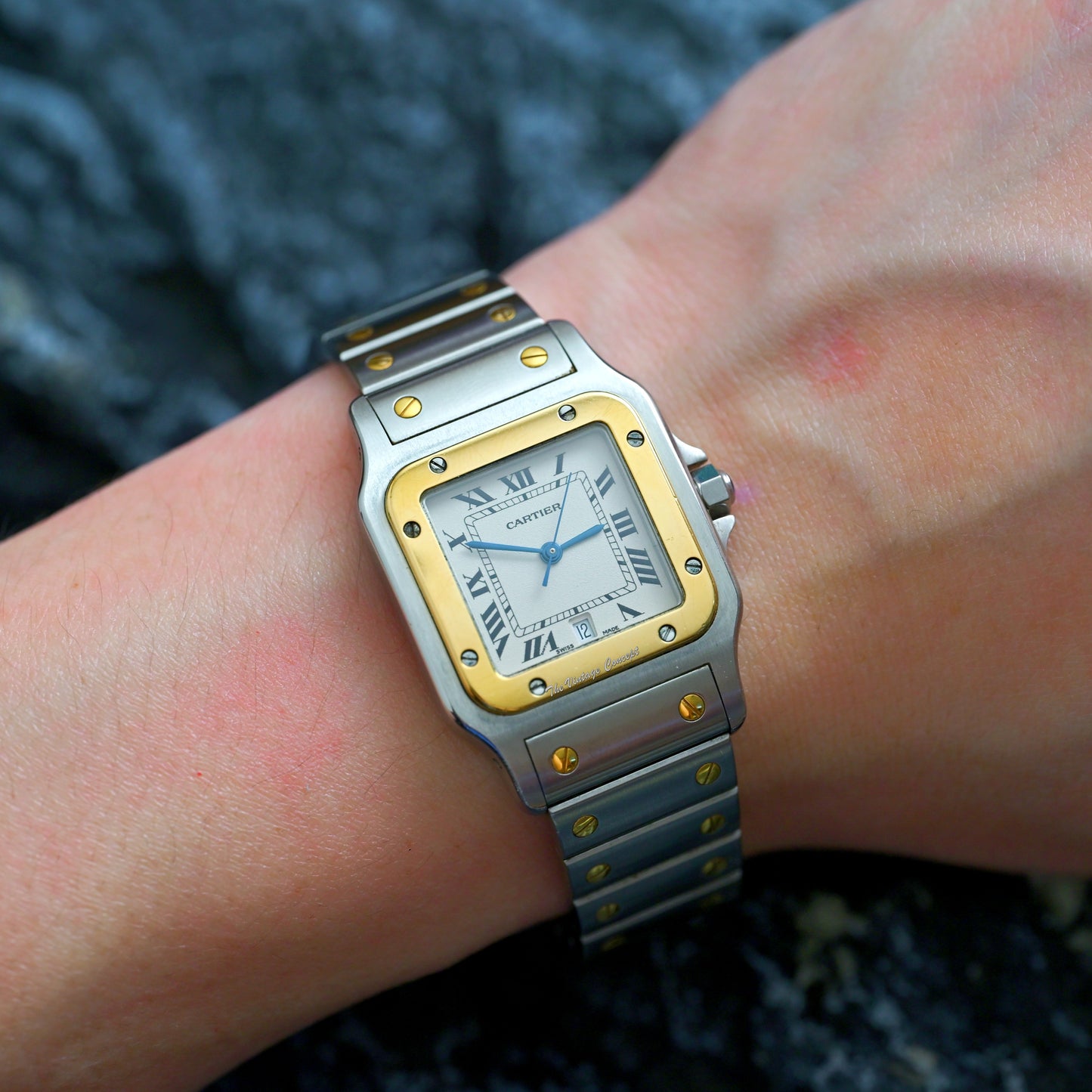 Cartier Two-Tones Santos Date Quartz Galbee Quartz 1566 (SOLD)