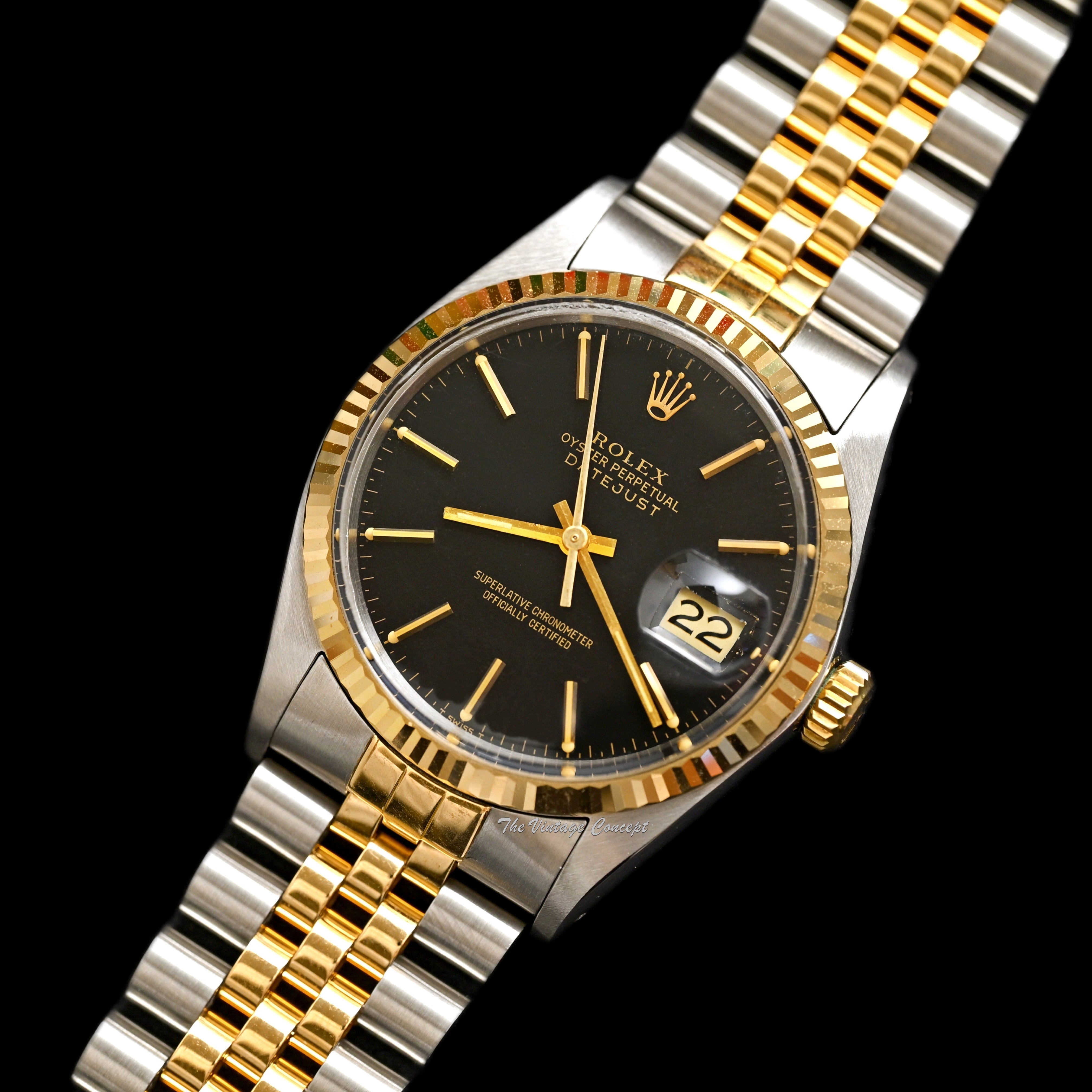 Rolex Datejust Two-Tone Black Dial 16013 w/Jubilee Bracelet – The
