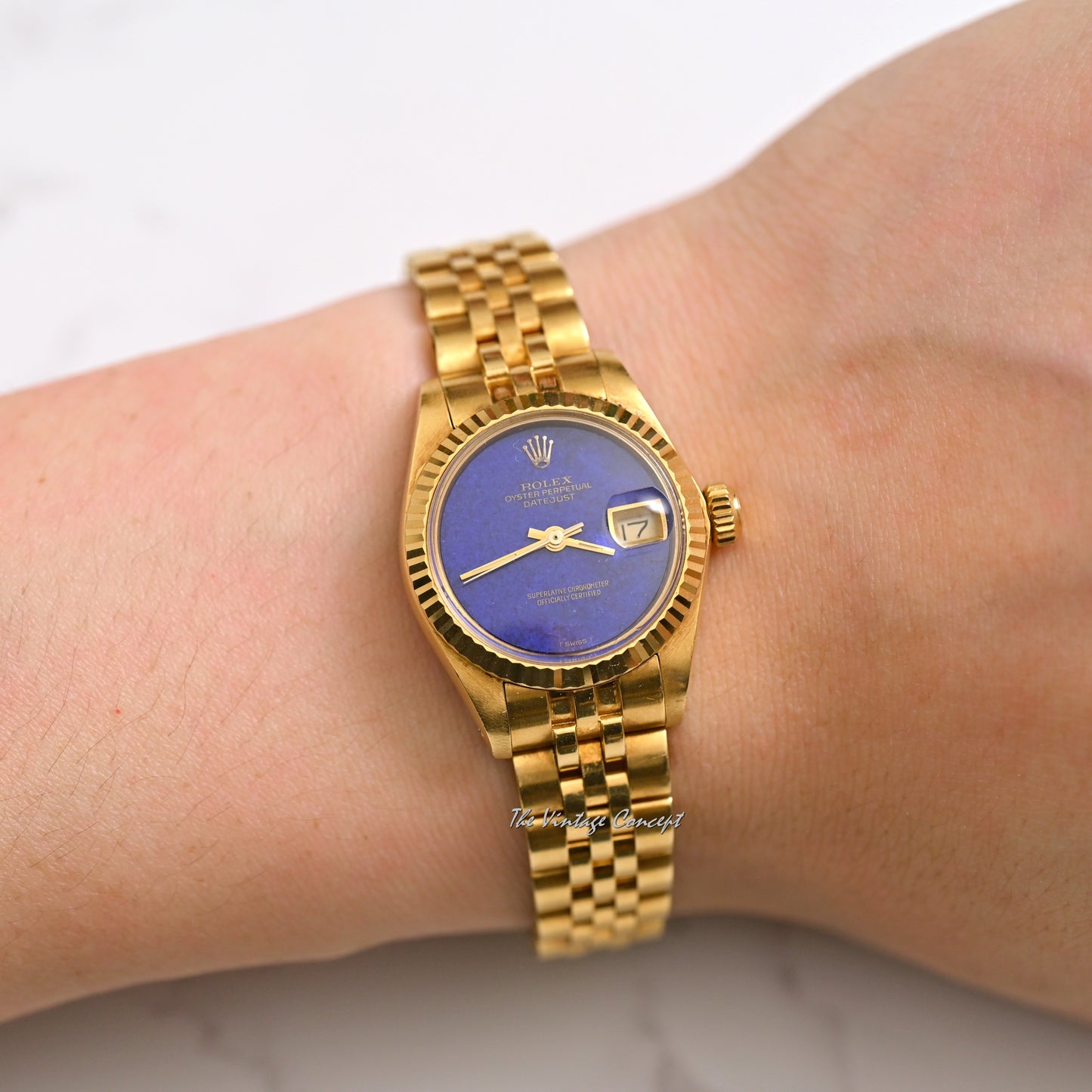 Rolex 18K Yellow Gold Lady Datejust Lapis stone dial w/ Yellow Gold Jubilee Bracelet Ref. 6917