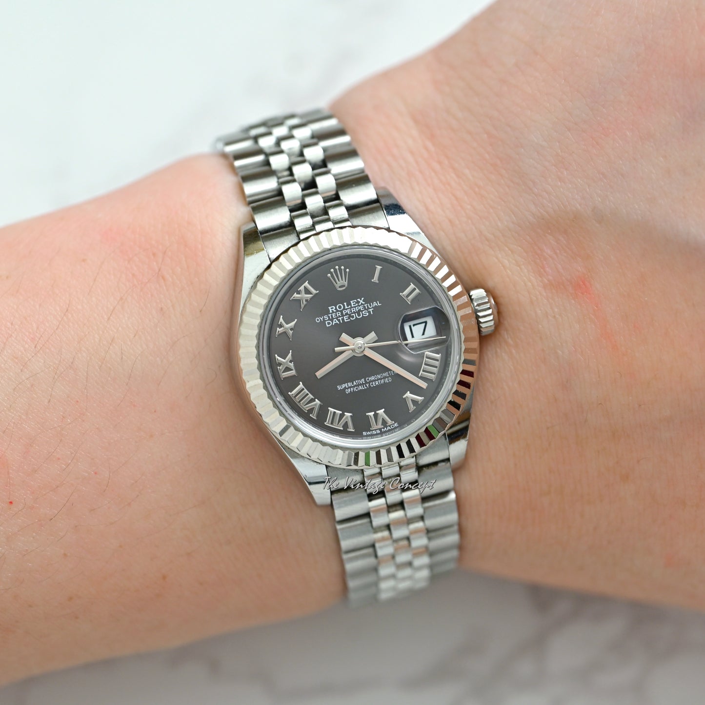 Rolex Steel Lady Datejust Dark Grey Dial Roman Indexes 279174 w/Card (SOLD)