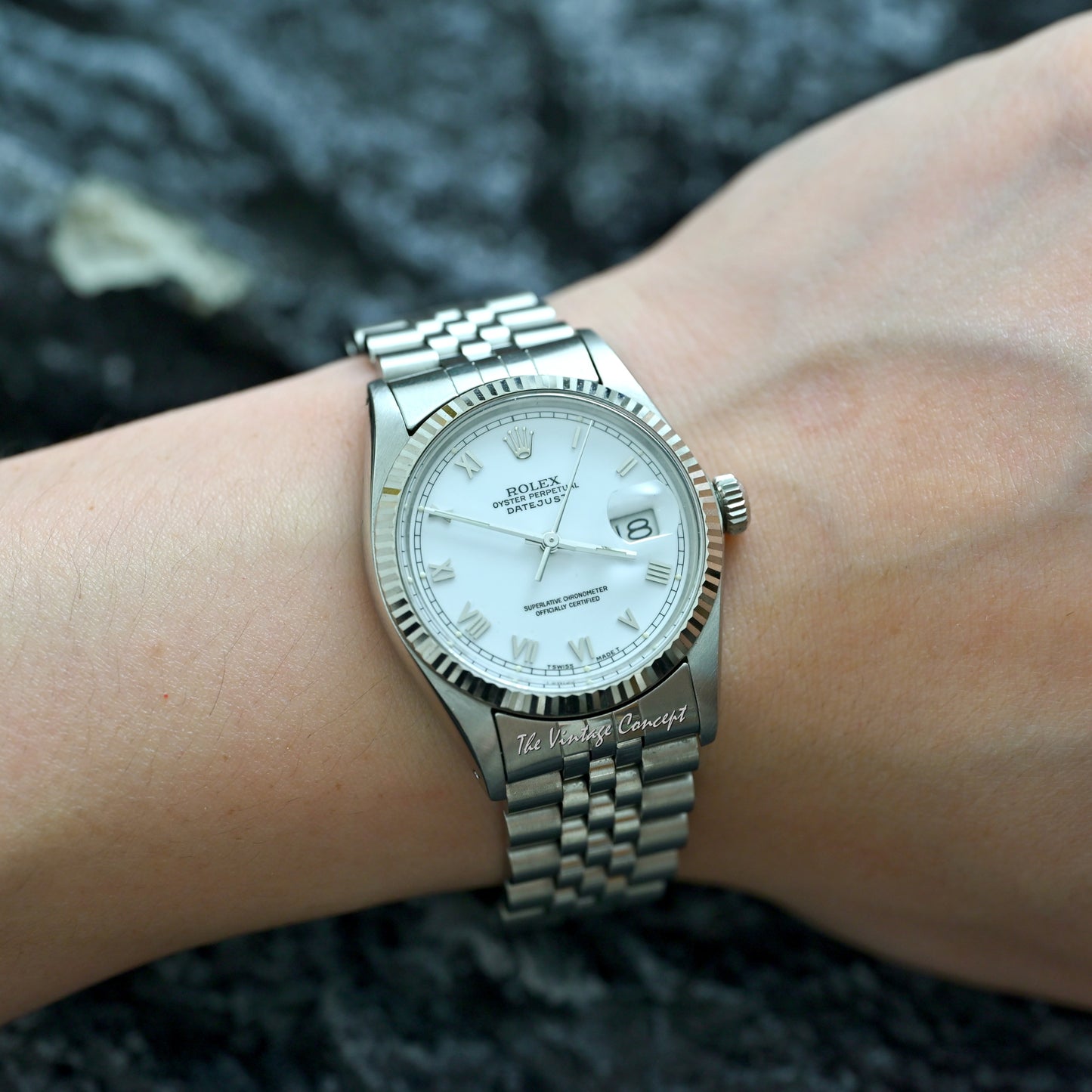 Rolex Steel Datejust White Dial Roman Indexes 16014 (SOLD)