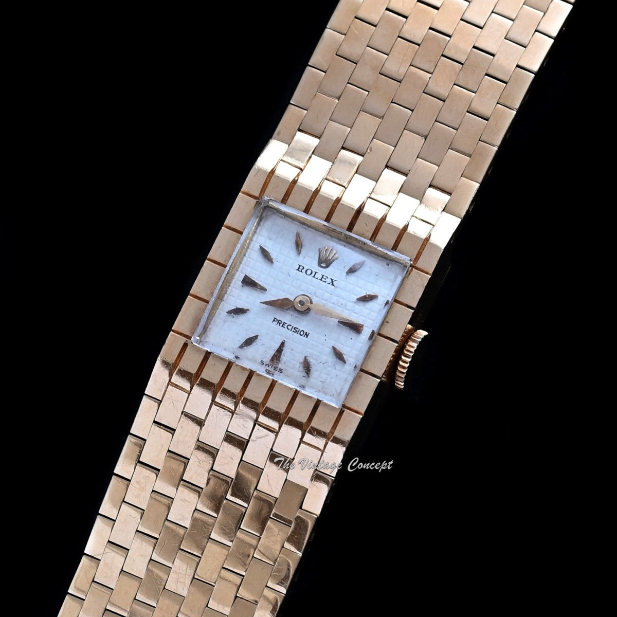 Rolex 18K Yellow Gold Precision Manual Wind Belt Cocktail Dress
