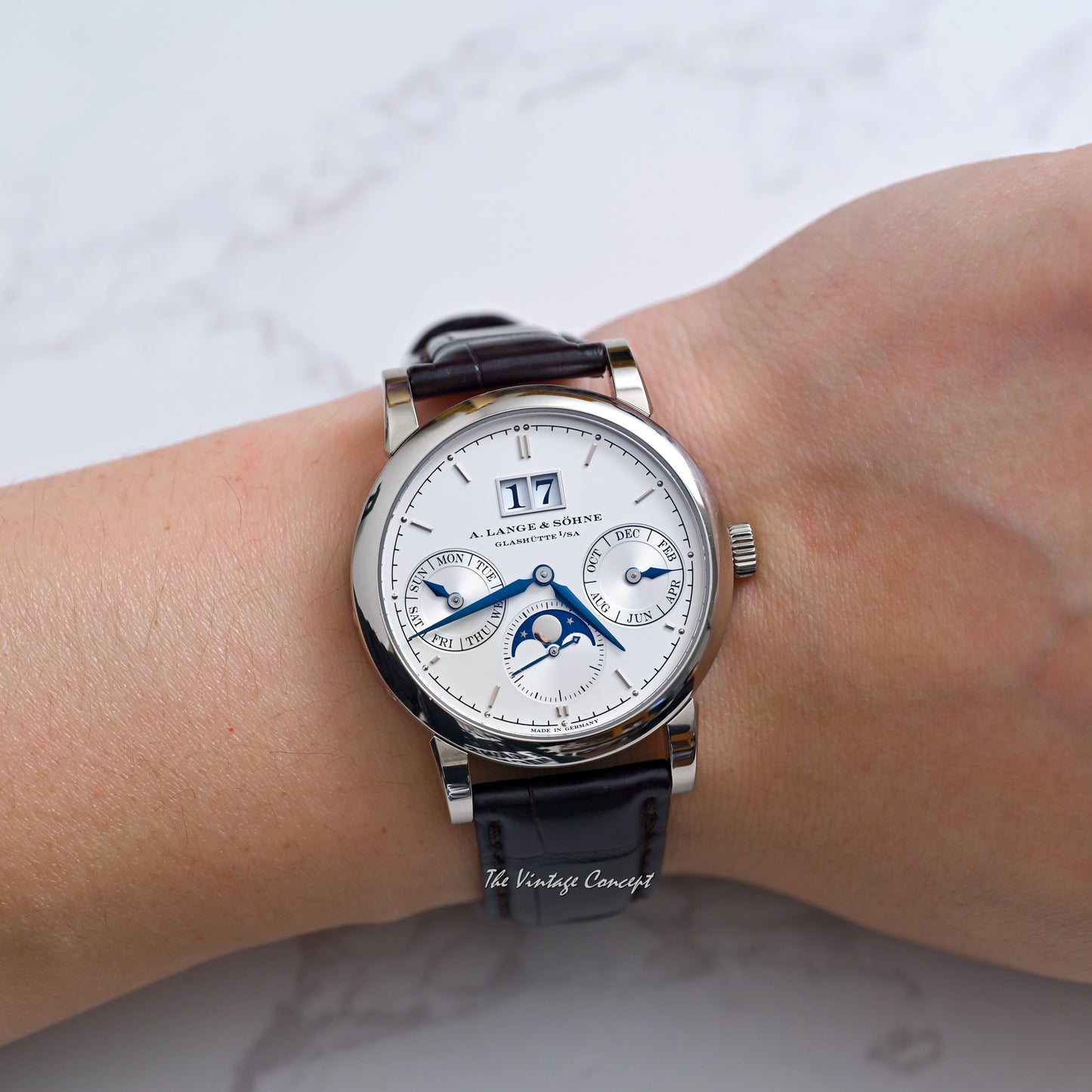 A.Lange&Söhne 18K White Gold Saxonia Annual Calendar w/ Full set Ref. 330.026 E / LS3303AP