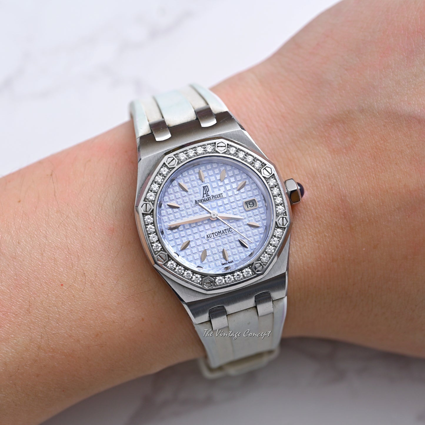 Audemars Piguet Steel Royal Oak Ice Blue Dial with Diamond Bezel Automatic Ref. 77321