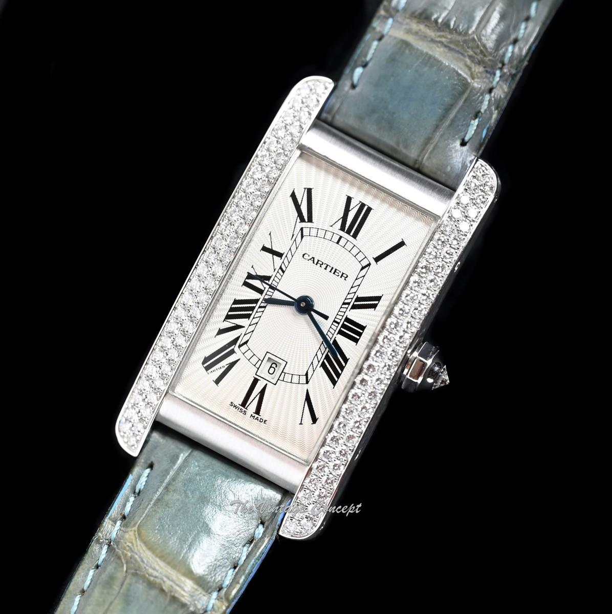 Cartier Tank Americaine 18K WG Diamond Bezel Automatic 2490