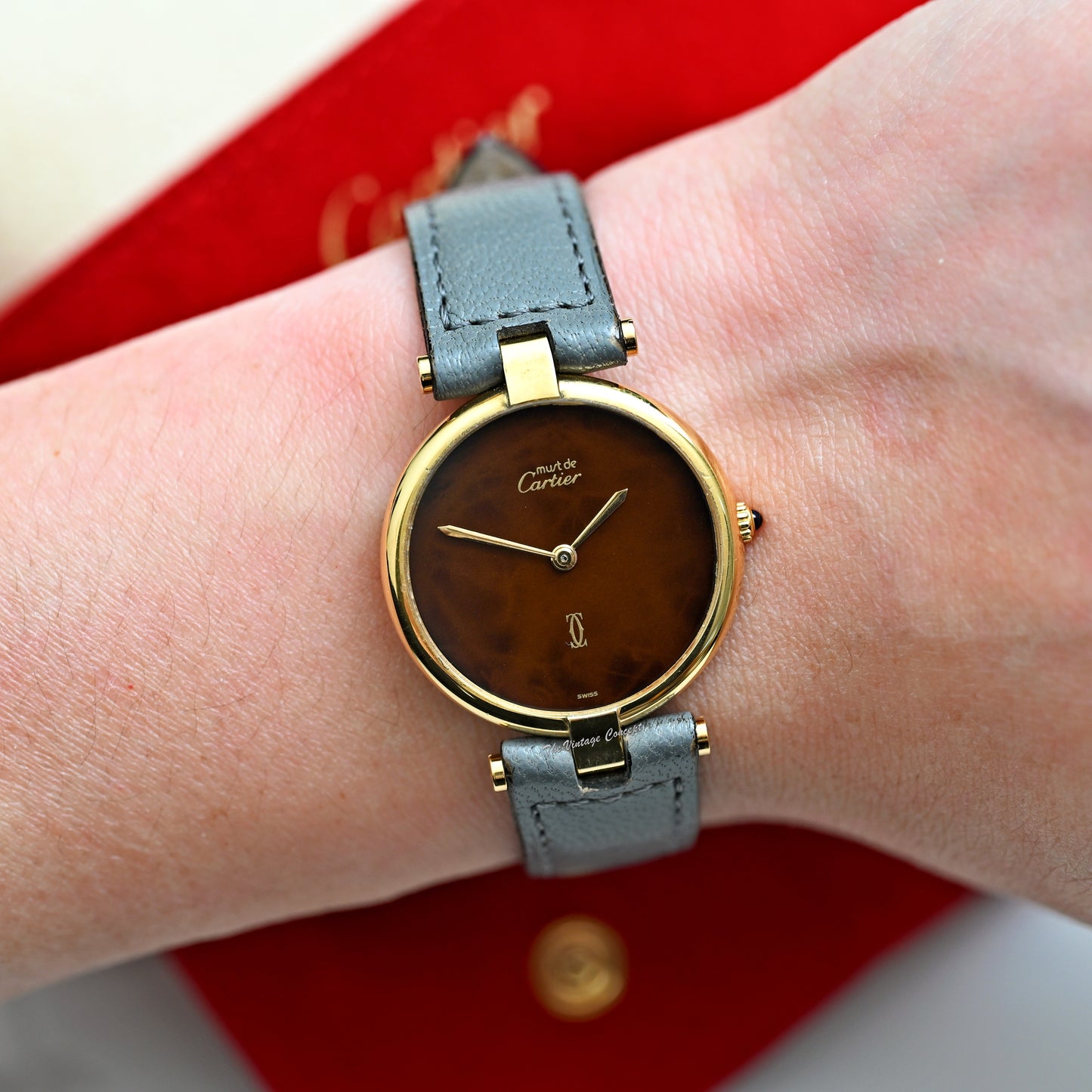 Cartier Gold Plated Must de Vermeil Brown Dial Quartz w/Service Paper (SOLD)