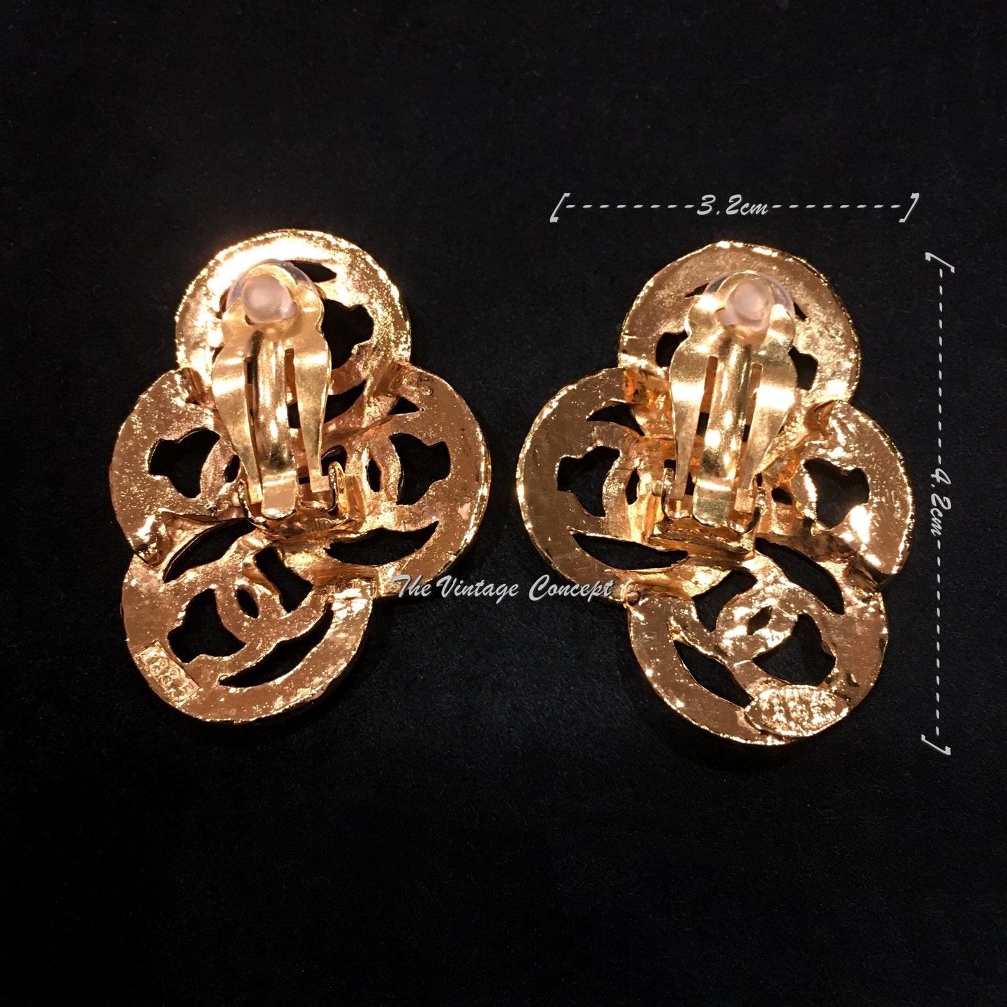 Chanel Gold Tone Large 4 Logos Mix Clip Earrings from 1990's (SOLD)