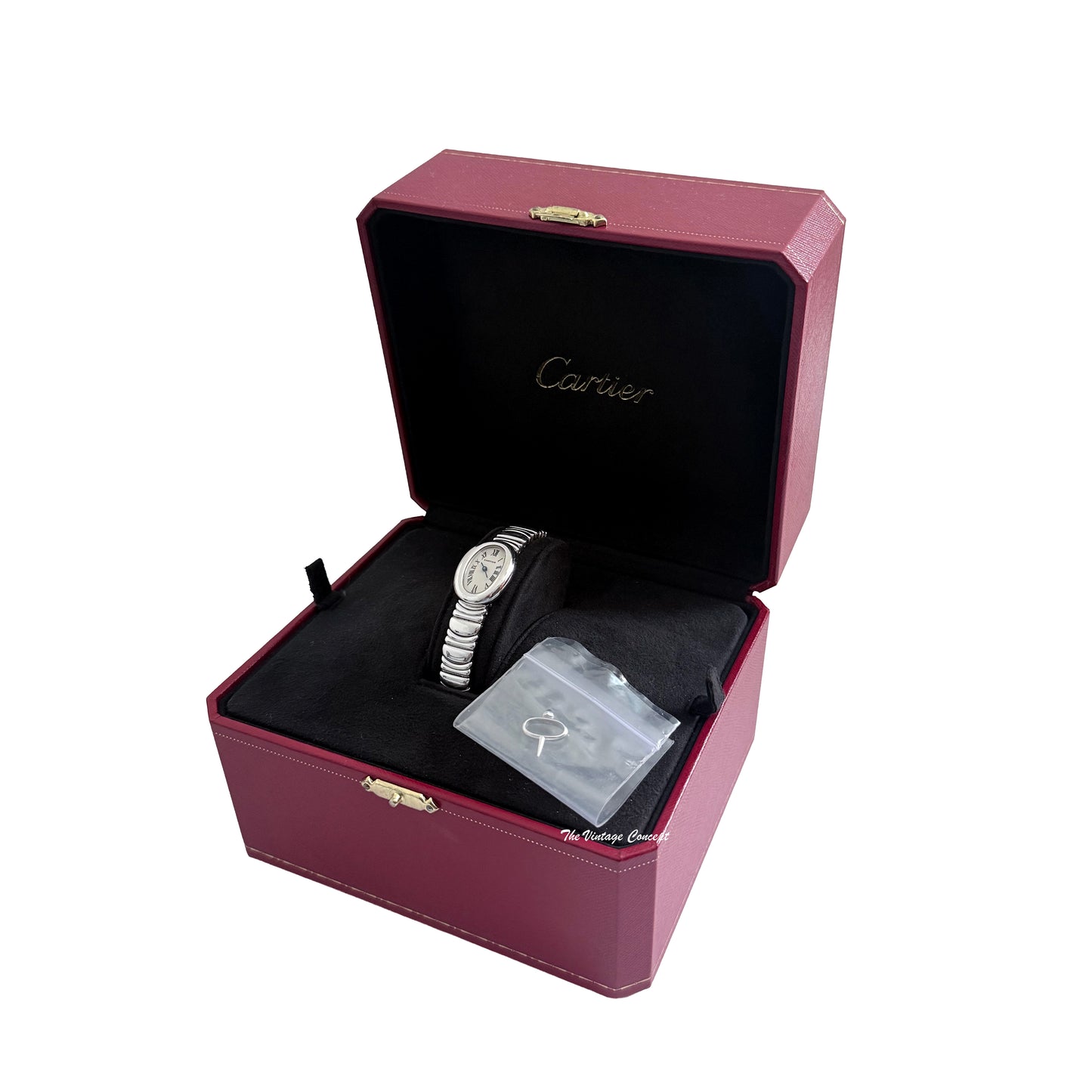 Cartier 18K White Gold Baignoire Mini Quartz w/ Box & Pin