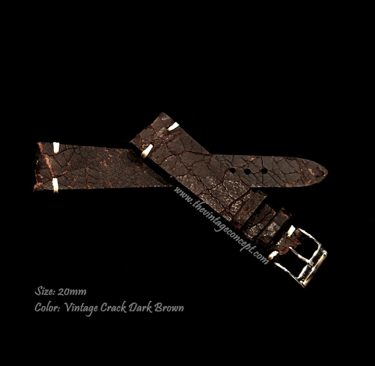 20 x 16mm Vintage Distress Dark Brown Leather Strap