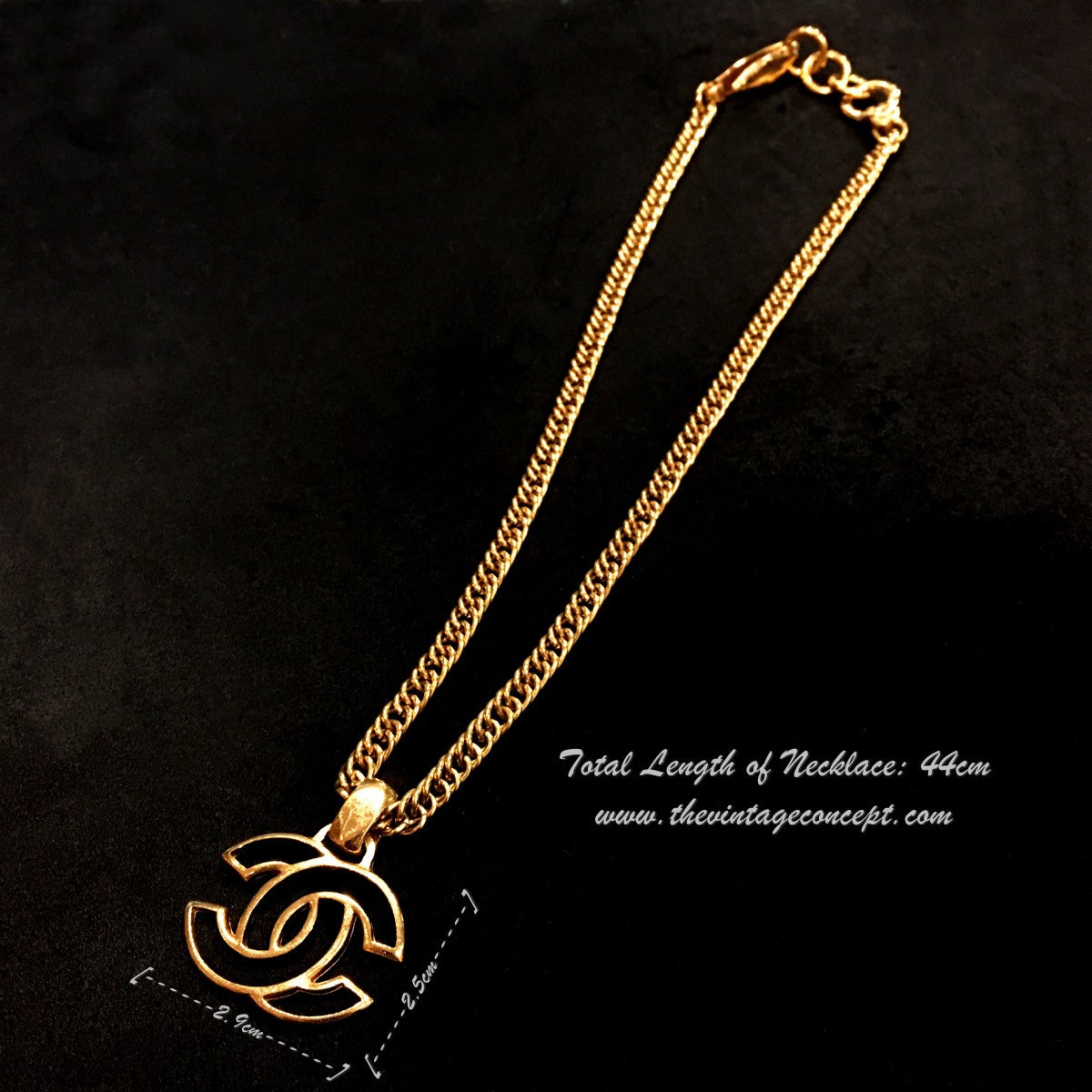 Chanel Gold Tone Hollow Logo Necklace 98A (SOLD)