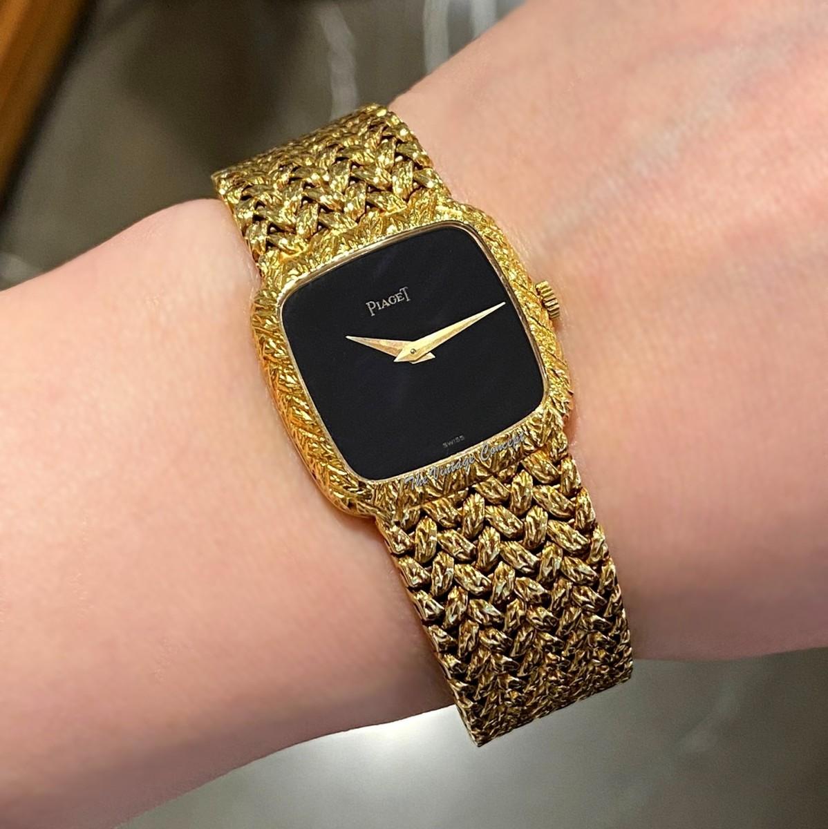 Piaget 18K Yellow Gold Onyx Stone Dial Manual Wind 9902D2 (SOLD)