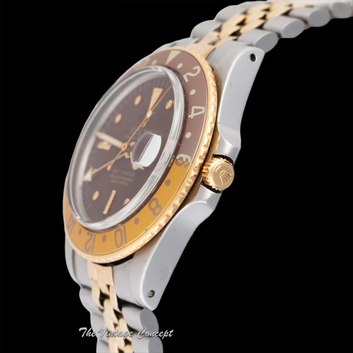 Rolex GMT-Master Two-Tone Yellow Gold & Steel Brown Nipple Dial 1675 w/ Original Paper & Purchase Invoice (SOLD)