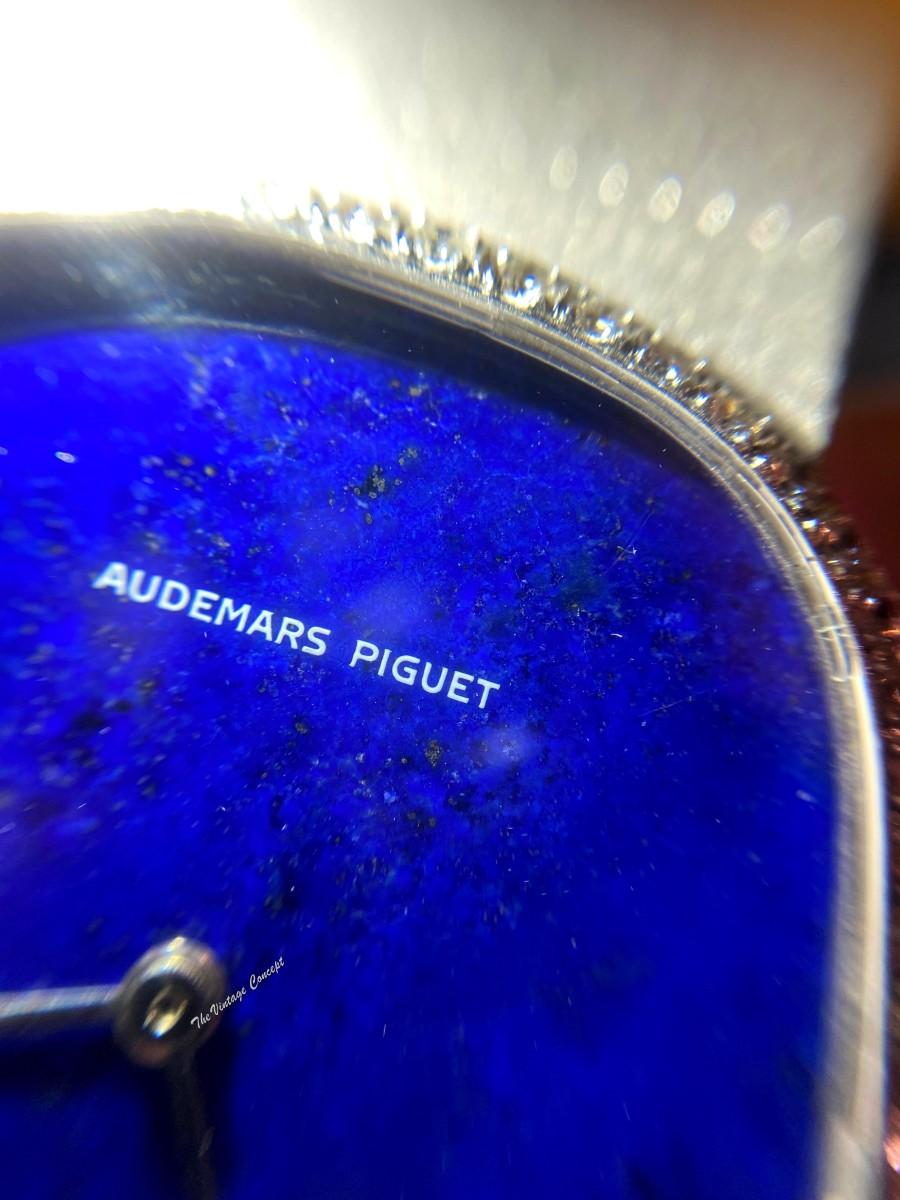 Audemars Piguet AP 18K White Gold Lapis Dial Diamond Bezel Automatic with WG Integrated Bracelet