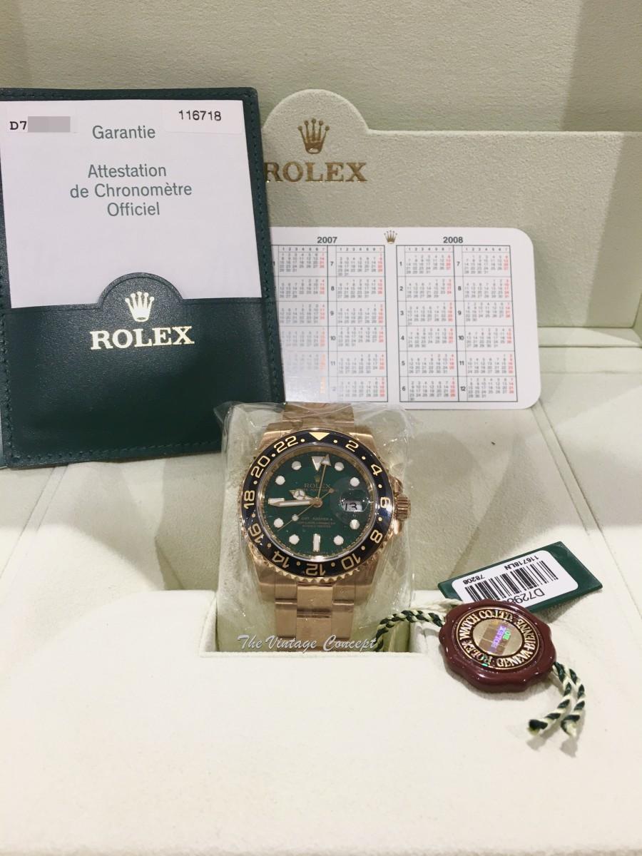 2005 Pre-Owned 90% NEW Rolex GMT-Master Yellow Gold Ceramic Green 116718LN (Full Set) (SOLD)