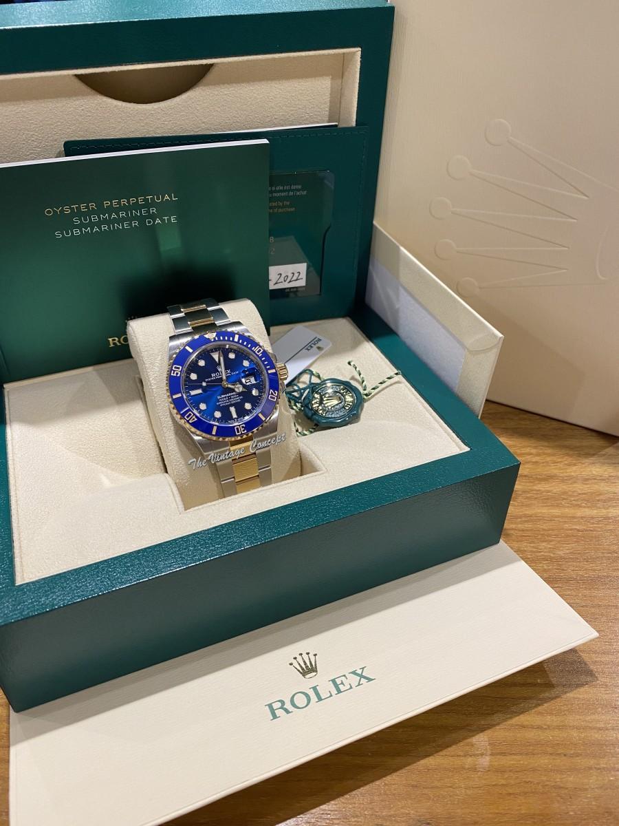 2022 Brand New Unworn Rolex Submariner Yellow Gold and Steel Two-Tone Blue Dial 126613LB (Full Set)