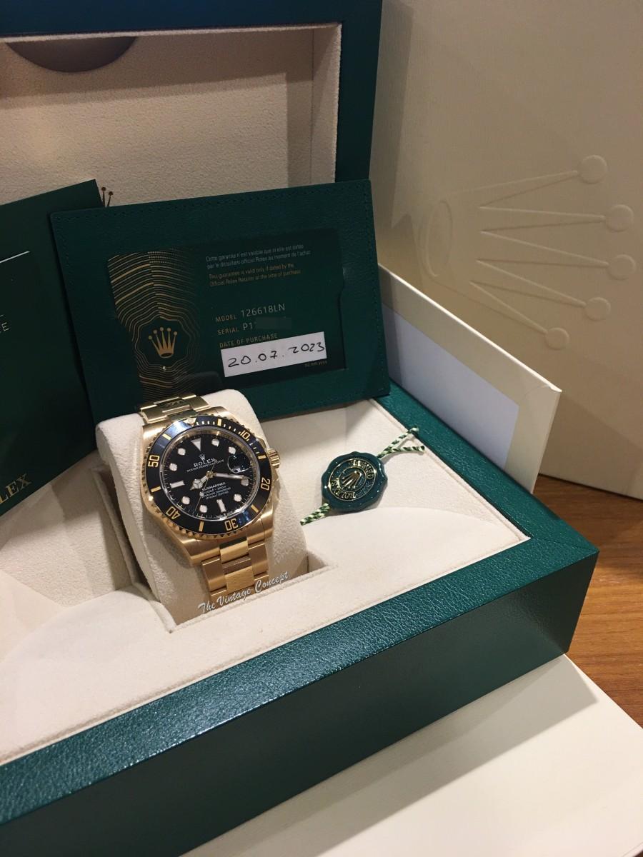 2023 Brand New Rolex Submariner 18K Yellow Gold Black Dial 126618LN (Full Set) (SOLD)