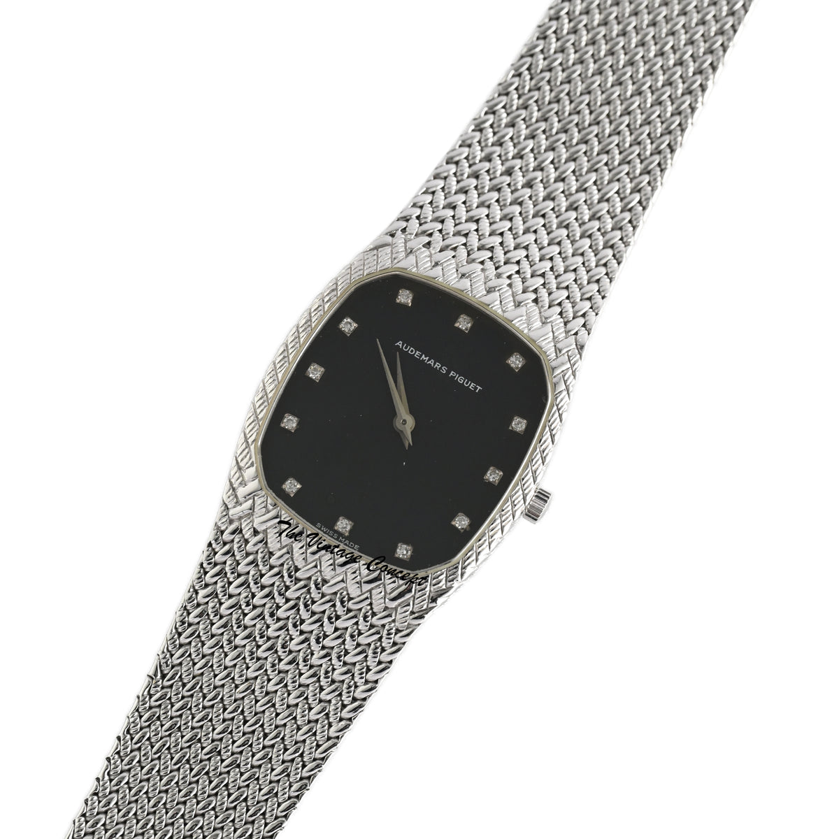 Audemars Piguet Cobra-Style 18K White Gold Black Matte Diamond-Set Watch