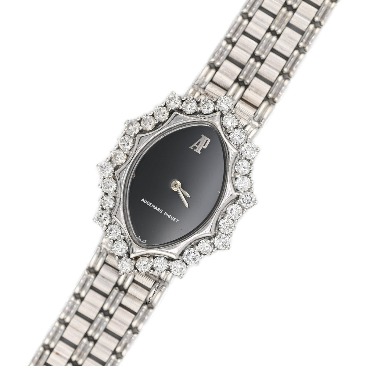Audemars Piguet White Gold and Diamond-Set Bracelet Watch with Black Onyx Dial