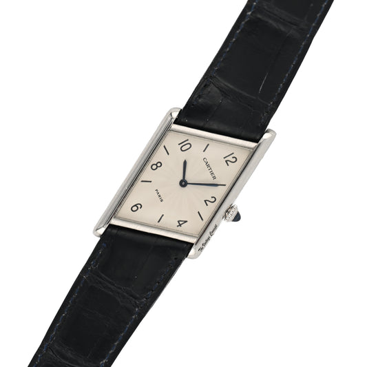 Cartier Tank Asymétrique Platinum Silver Dial Mechanical Watch w/ box & paper
