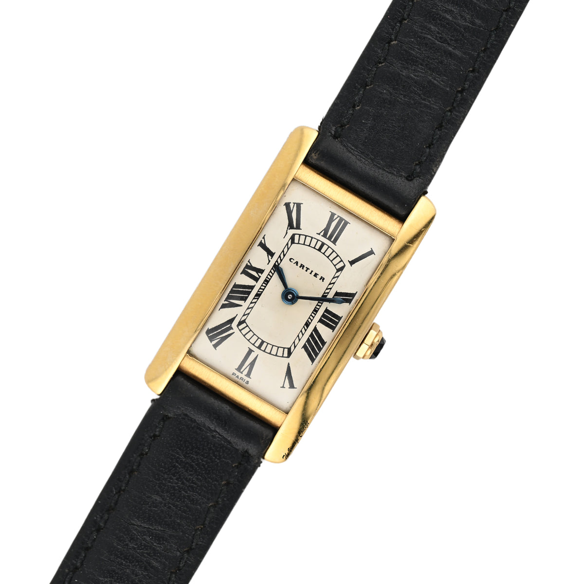 Cartier Tank Cintrée Yellow Gold White Dial Leather Strap Hand-Winding Watch