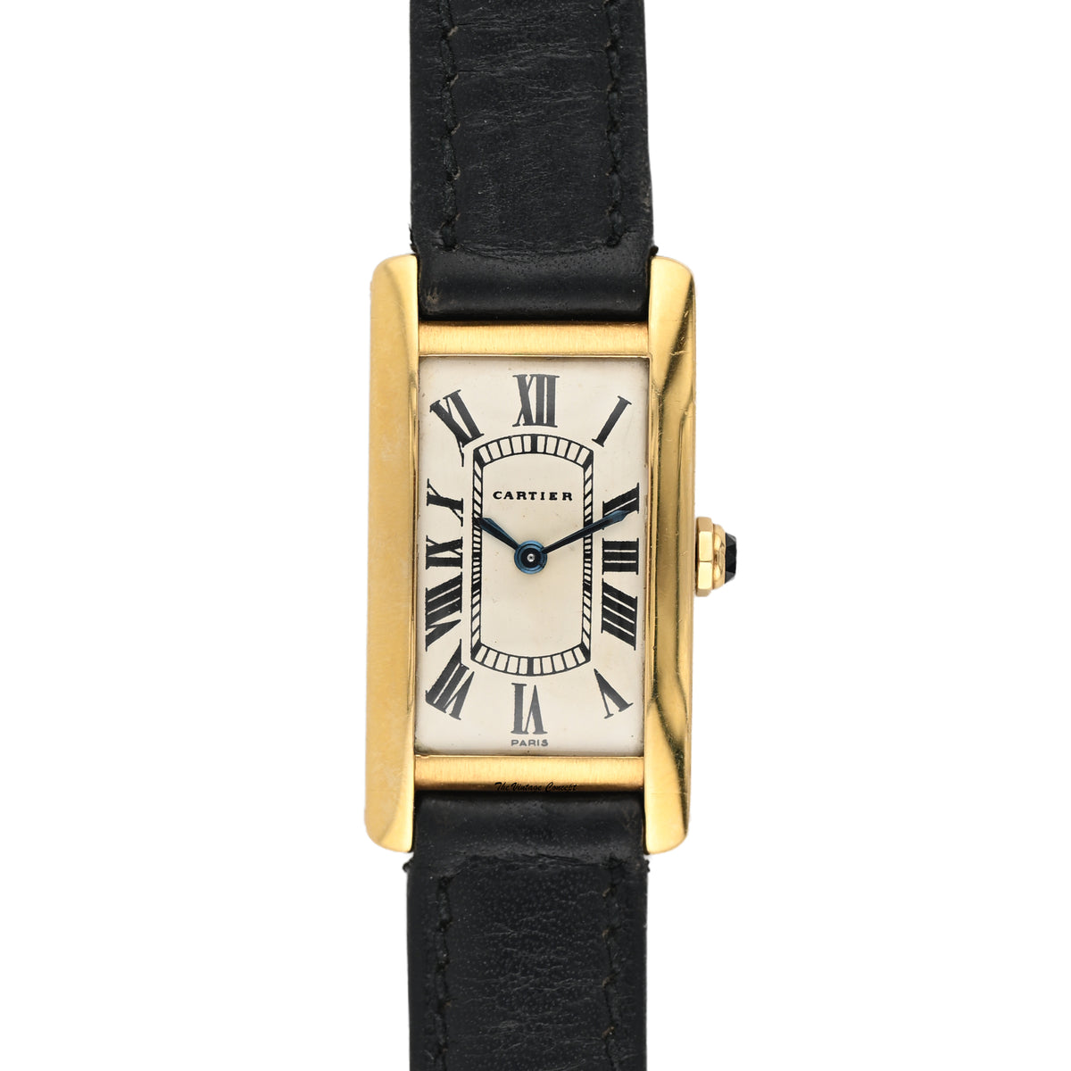 Cartier Tank Cintrée Yellow Gold White Dial Leather Strap Hand-Winding Watch