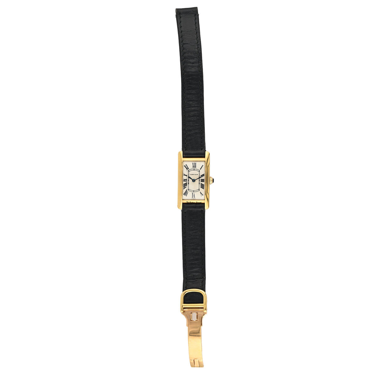 Cartier Tank Cintrée Yellow Gold White Dial Leather Strap Hand-Winding Watch