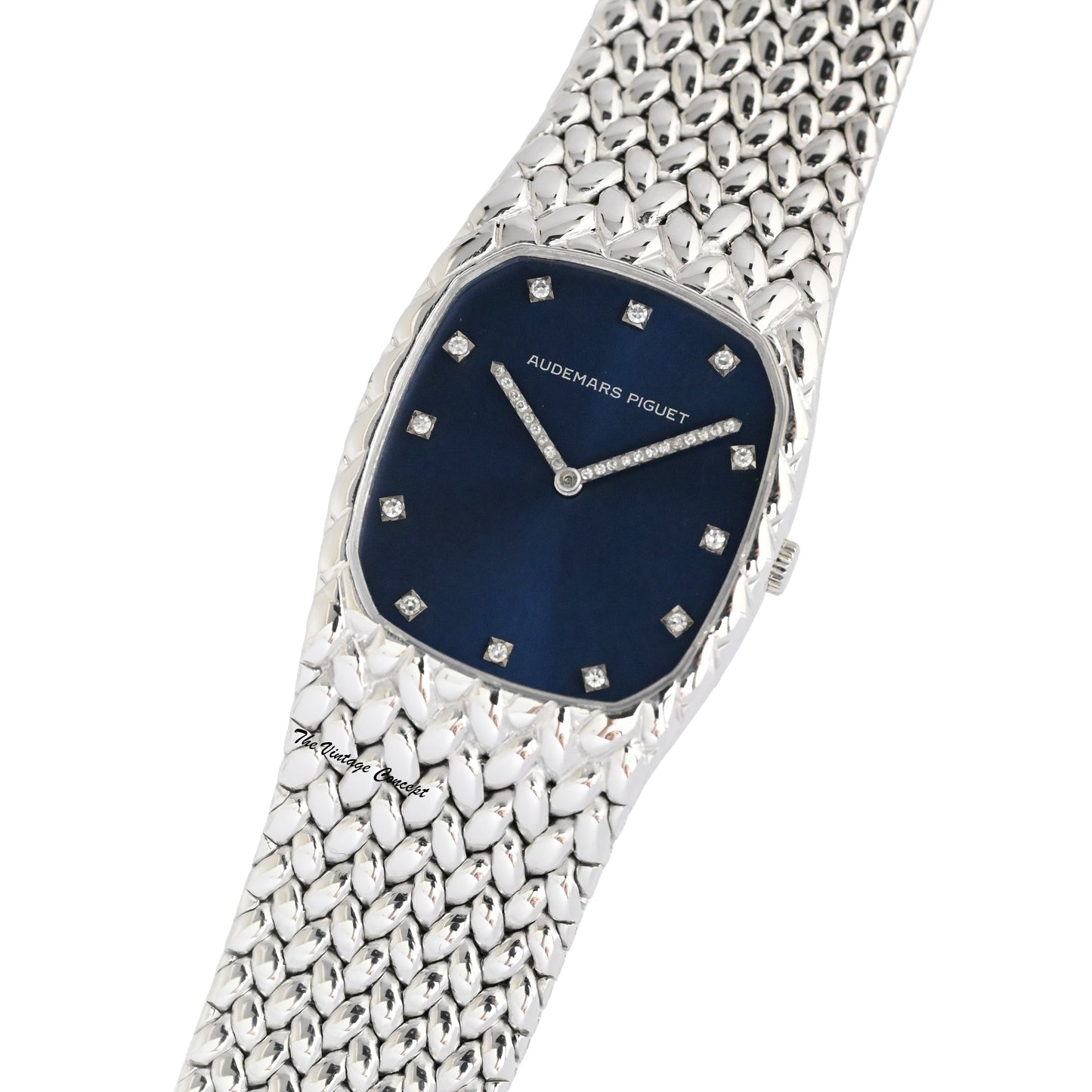 Audemars Piguet 18K White Gold Blue Dial Diamond Index