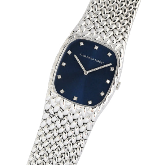Audemars Piguet 18K White Gold Blue Dial Diamond Index