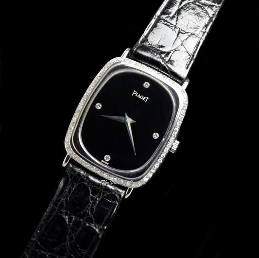 Piaget 18K WG Rectangular Onyx & Factory Diamond Dial 92510 Manual Wind Watch  (SOLD)