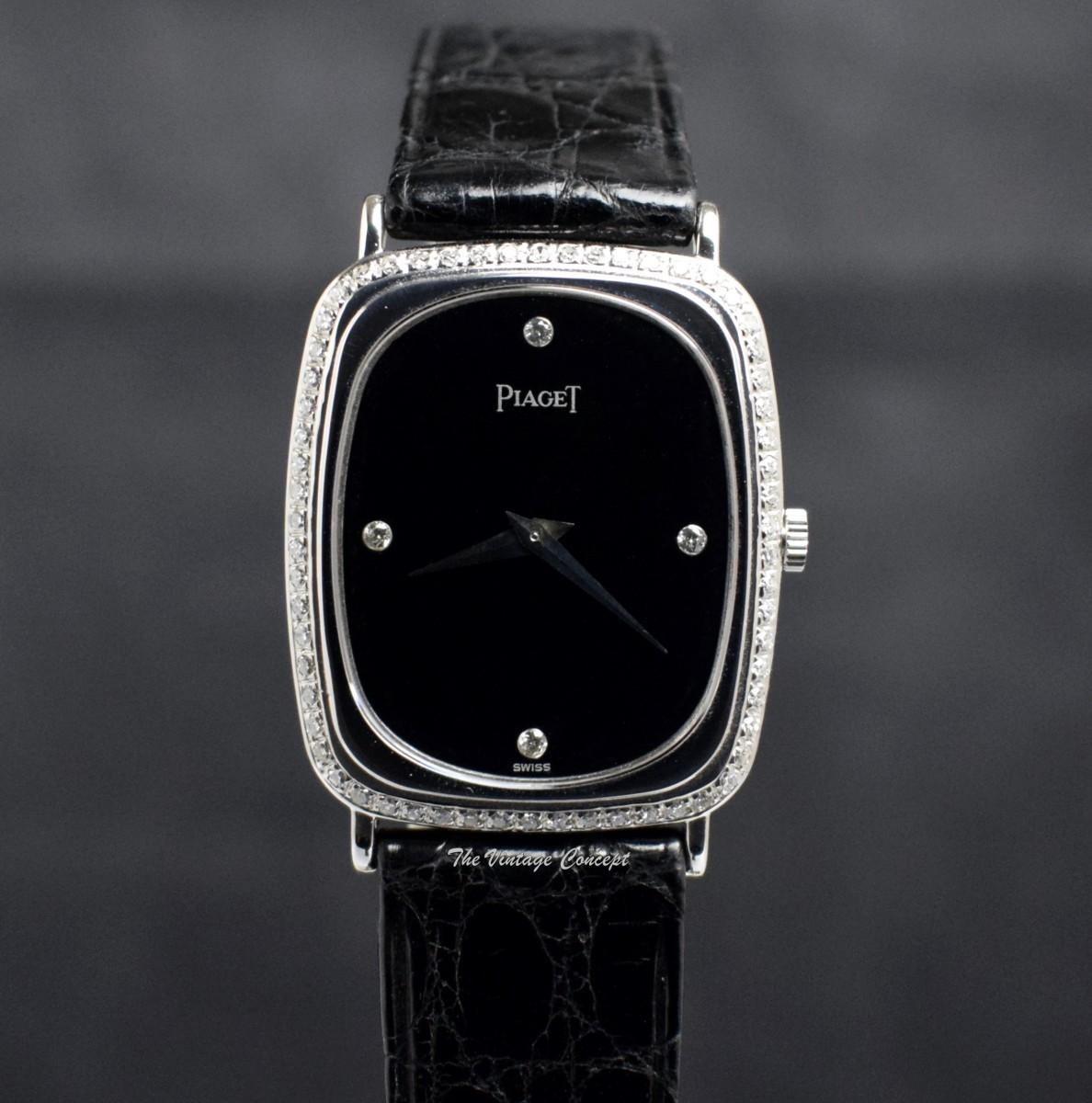 Piaget 18K WG Rectangular Onyx & Factory Diamond Dial 92510 Manual Wind Watch  (SOLD)