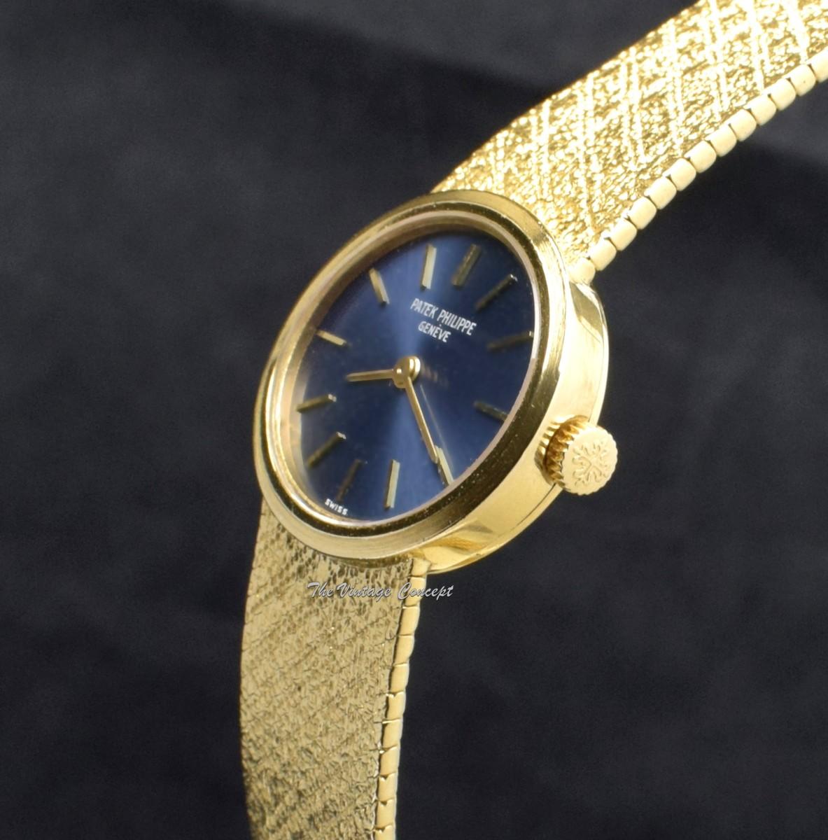 Patek Philippe Lady 18K YG Ellipse Blue Dial 3349 Manual Wind Watch  (SOLD)