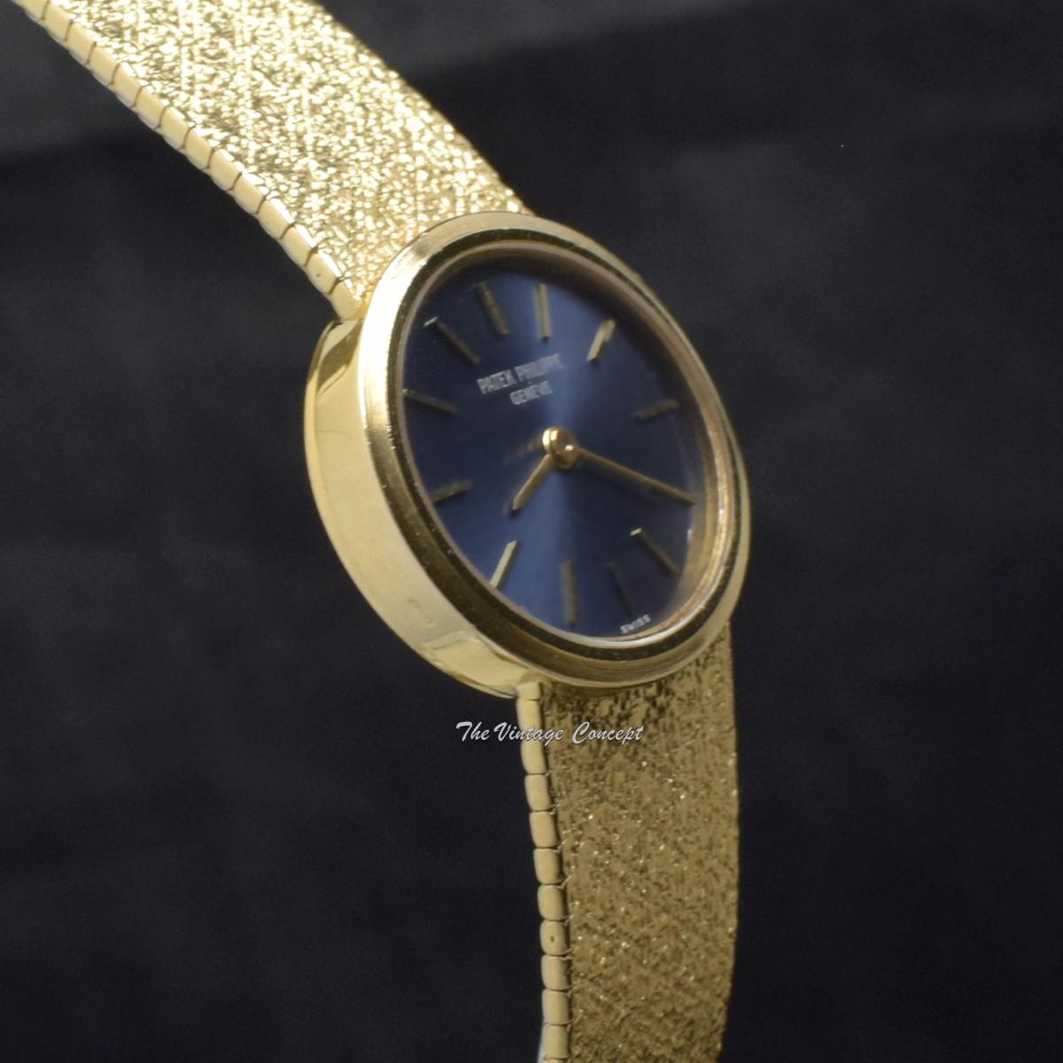 Patek Philippe Lady 18K YG Ellipse Blue Dial 3349 Manual Wind Watch  (SOLD)