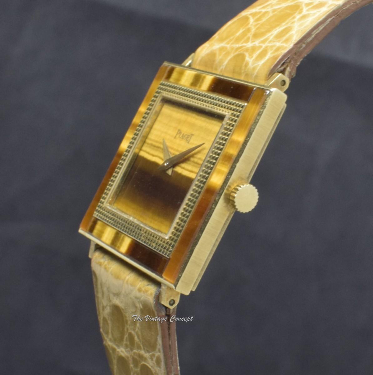 Piaget Altiplano 18K Yellow Gold Tiger Eye Dial 9200 w/750 Butterfly Buckle