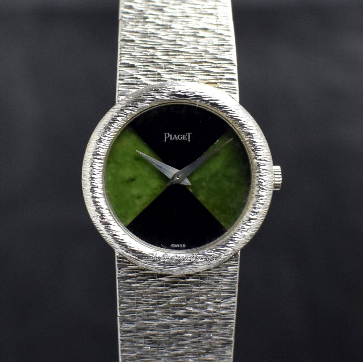 Piaget 18K White Gold Onyx & Jadeite Stone Dial Manual Wind 9040A6