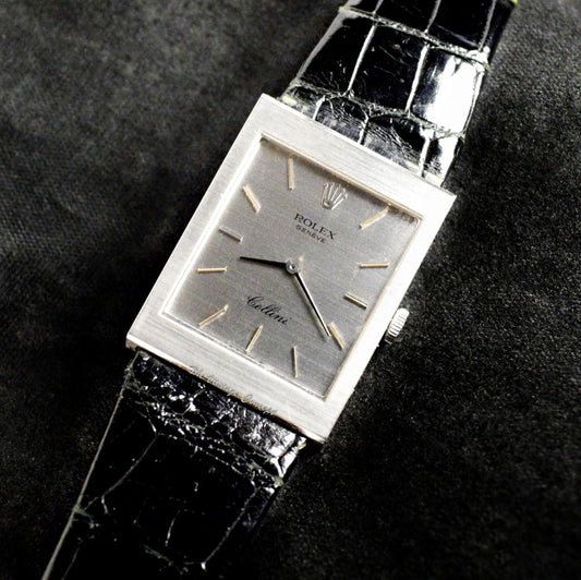 Rolex 18K WG Rectangular Cellini 4014 Sliver Dial  (SOLD)