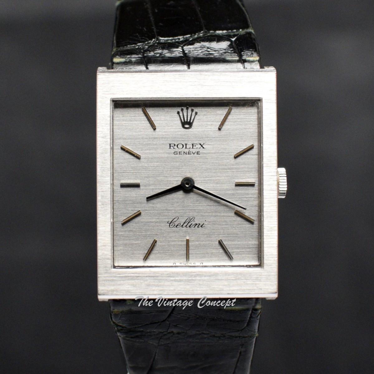 Rolex 18K WG Rectangular Cellini 4014 Sliver Dial  (SOLD)