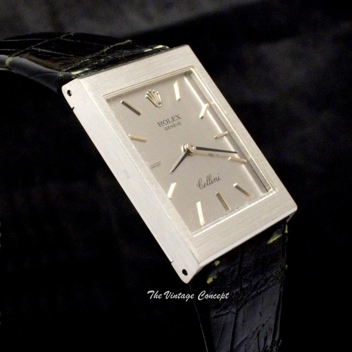 Rolex 18K WG Rectangular Cellini 4014 Sliver Dial  (SOLD)