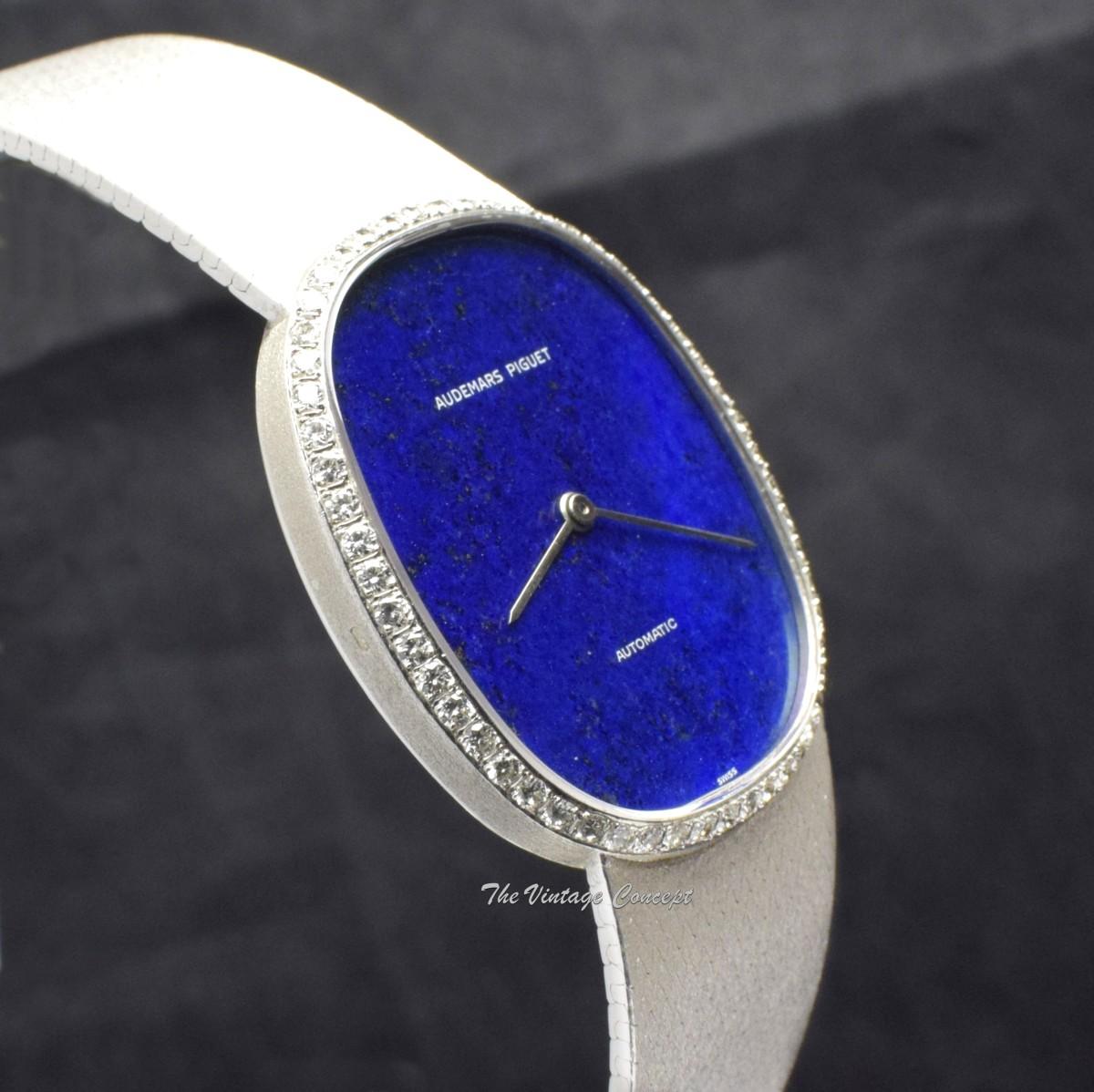 Audemars Piguet AP 18K White Gold Lapis Dial Diamond Bezel Automatic with WG Integrated Bracelet