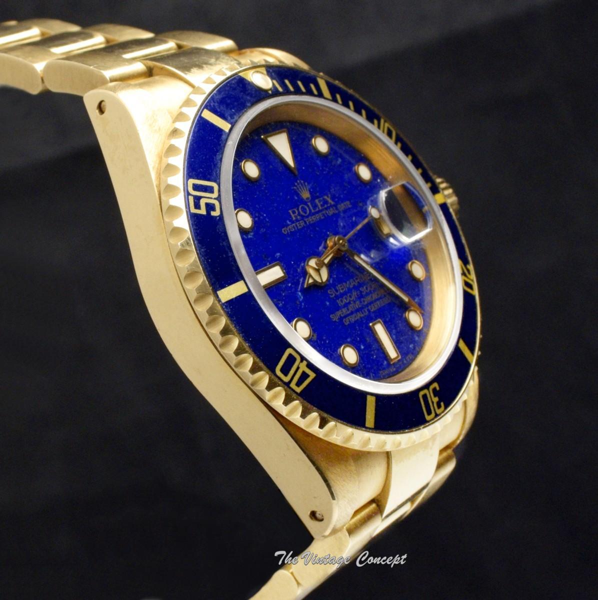 Rolex Submariner 18K Yellow Gold Lapis Lazuli Dial 16618