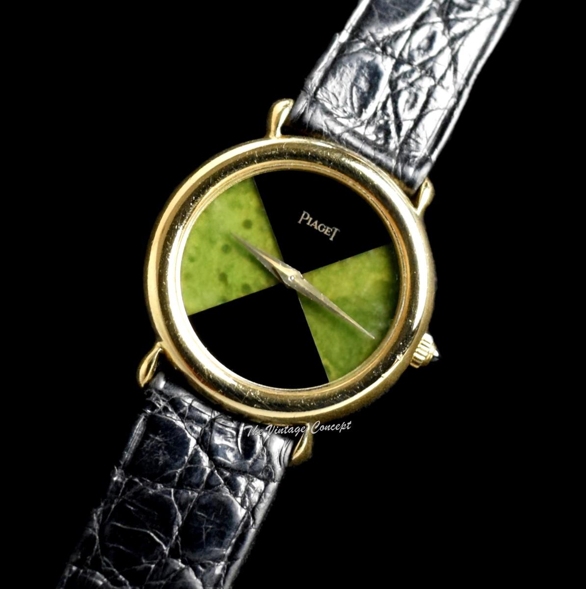 Piaget 18K Yellow Gold Onyx & Jadeite Stone Dial Manual Wind 9040  (SOLD)