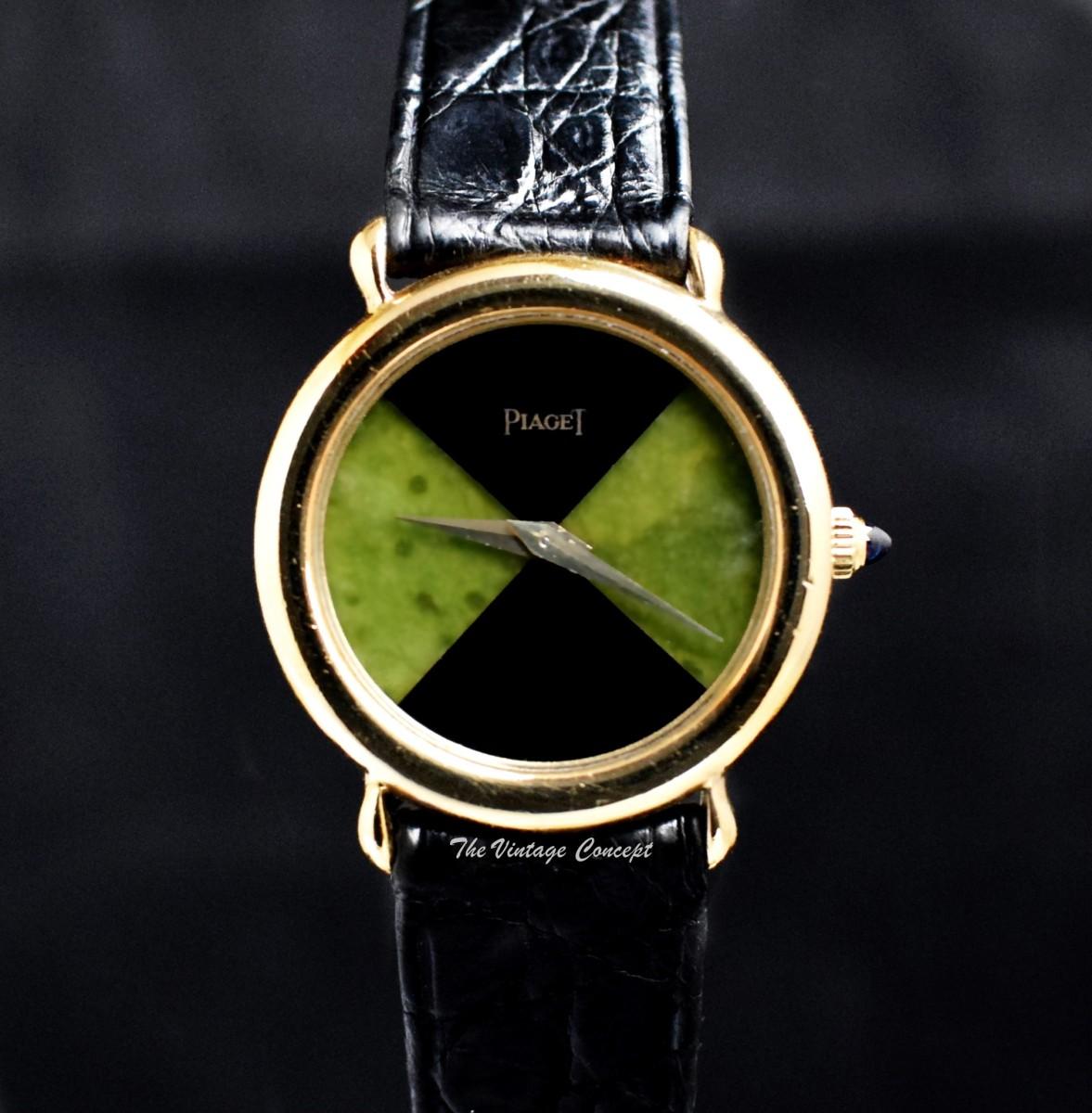 Piaget 18K Yellow Gold Onyx & Jadeite Stone Dial Manual Wind 9040  (SOLD)