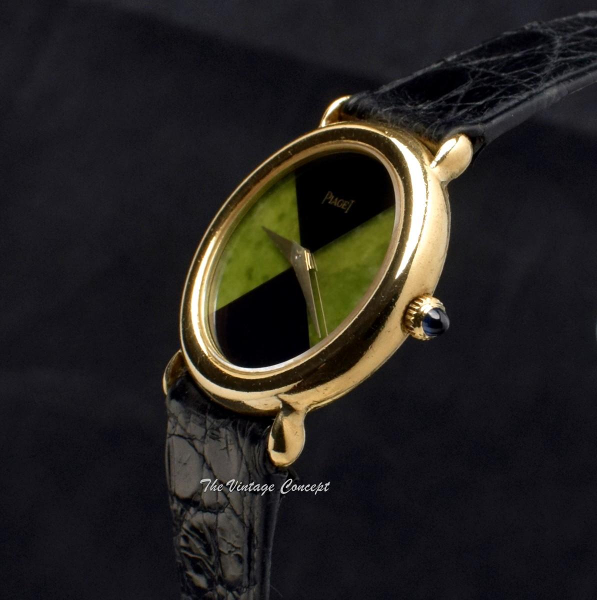 Piaget 18K Yellow Gold Onyx & Jadeite Stone Dial Manual Wind 9040  (SOLD)