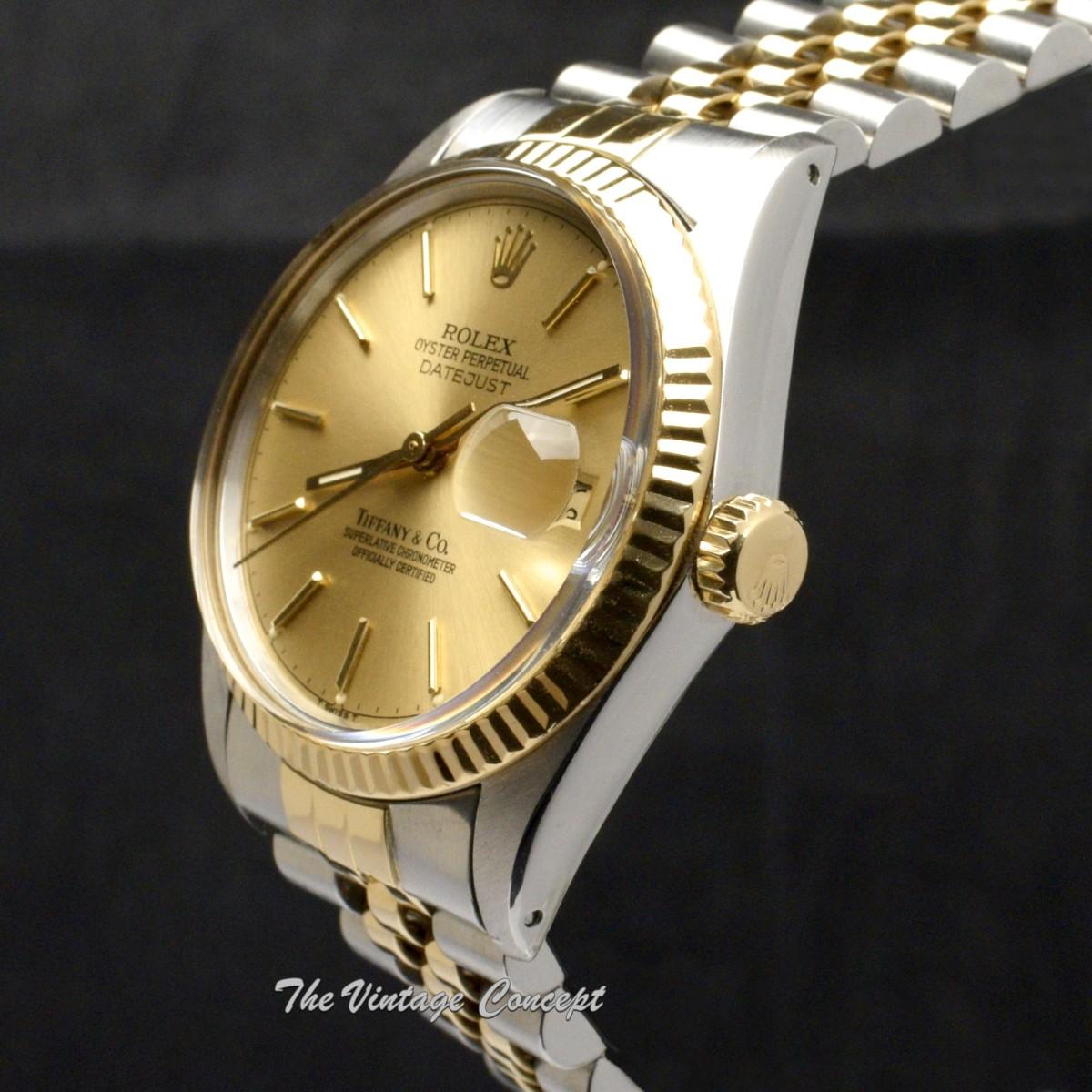 Rolex Datejust Two-Tone 18K Yellow Gold & Steel Gold Dial "Tiffany & Co" 16013 w/ Original Paper & Service Paper (SOLD)